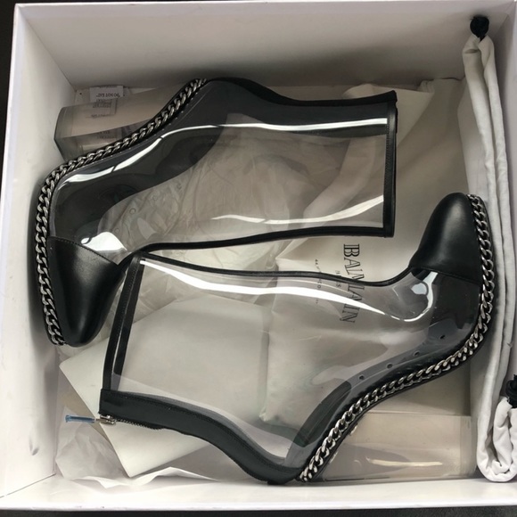 BALMAIN lucite clear ankle boots - Picture 3 of 15